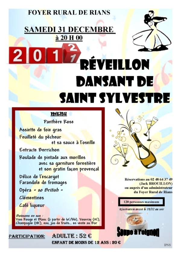 St Sylvestre, Menu 2011